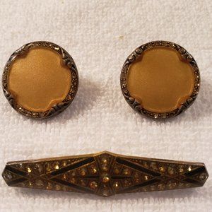 Vintage Marcasite Pin & Earrings